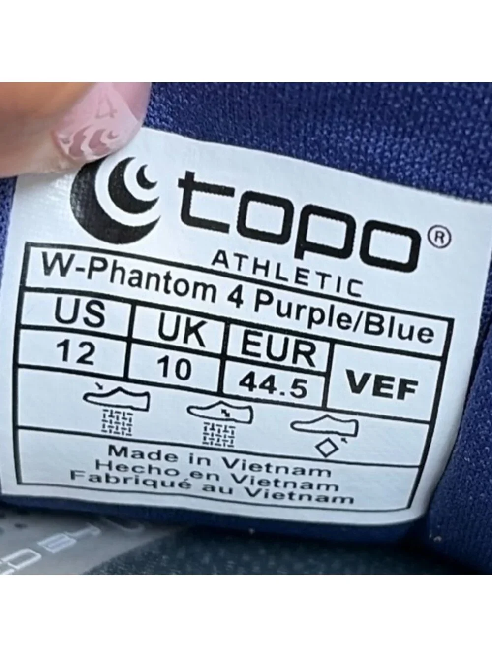 Topo Phantom 4 Womens Size 12 Purple Blue White Athletic Running Shoes Sneakers